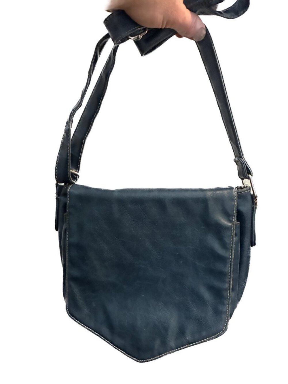 Noi Noi Slate Blue Vegan Leather Crossbody Messenger Bag